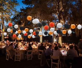 img 1 attached to 🎉 Vibrant 15-Piece Orange Black White Hanging Party Decorations Set: Ideal for Weddings, Birthdays, Showers, and Graduations – KAXIXI Paper Flowers Pom Poms Balls and Lanterns