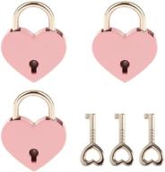 💖 set of 3 mini pink metal heart shaped padlocks with keys for jewelry storage box and diary book логотип