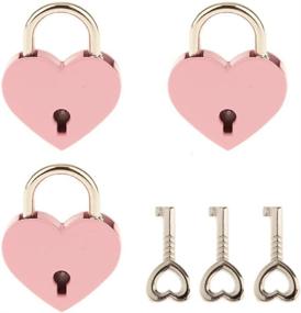 img 3 attached to 💖 Set of 3 Mini Pink Metal Heart Shaped Padlocks with Keys for Jewelry Storage Box and Diary Book
