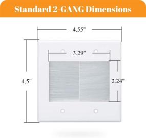 img 1 attached to 🔌 White 2 Pack Double Gang Cable Management Kit with Kebulldola 2 Gang Brush Wall Plate - Ideal for TV Coaxial, HDMI, Ethernet Cables, Speaker Wires and Power Cords Pass Through.