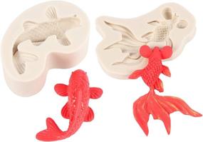 img 4 attached to 🐠 Fewo 2 Pack 3D Japanese Koi Fish Goldfish Cake Fondant Molds Carp Silicone Mold - High-Quality Sugar Craft, Chocolate, Soap, Clay & Resin Cupcake Decoration Supplies