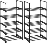 👞 maximize floor space with songmics 5-tier shoe rack set, stackable metal shoe storage organizer for hallway, bedroom, living room - black ulsa055b02 логотип