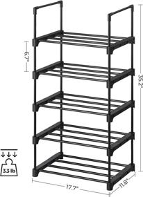 img 1 attached to 👞 Maximize Floor Space with SONGMICS 5-Tier Shoe Rack Set, Stackable Metal Shoe Storage Organizer for Hallway, Bedroom, Living Room - Black ULSA055B02