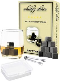 img 4 attached to Premium Whiskey Stones Gift Set - Box of 10 Soapstone Chilling Rocks with Tongs for Cold Wine and Whiskey Beverages (Gray) - 100% Pure Soapstone