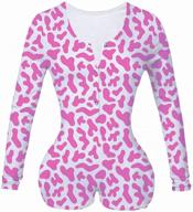 hengshunrui women's deep v neck bodysuit with print, sexy bodycon jumpsuit rompers pajama logo