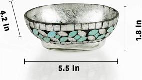 img 2 attached to 🛀 Enhance your Bathrooms &amp; Vanity Spaces with nu steel (Set of 4) Sea Foam Bath Accessory Set in Aqua Blue/Silver Glass Mosaic/ Stainless Steel