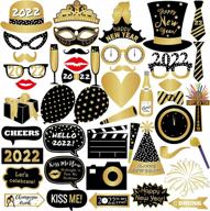 new year photo booth props 2022 - pack of 43 for festive nye decorations & happy new year party - new years eve party supplies logo