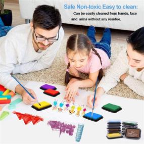 img 3 attached to 🖌️ Large Ink Pad for Rubber Stamps - Fstaor Craft - Non-Toxic, Washable Safe Ink Pads for Kids - Permanent Ink Pads for Paper, Wood, Fabric (Pack of 12)