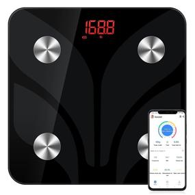 img 4 attached to 📱 Smart Bluetooth Digital Body Fat Scale - Accurate Measurement Weight Loss Monitor with BMI, Water Percentage, Fitness Tracker and Syncapp - People Fit Composition Analyzer Device - Black Glass