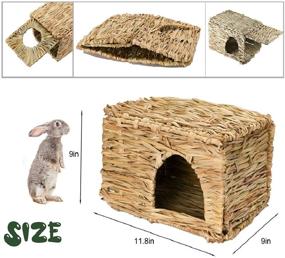 img 3 attached to 🐇 Calymmny Rabbit Grass House: 16 PCS Bunny Chew Toys for Play, Sleep, and Eat - Handmade Woven Hay Bed & Natural Edible Grass Hut