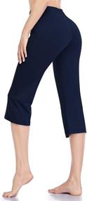 img 2 attached to 👖 HISKYWIN Inner Pocket Yoga Pants - 4 Way Stretch with Tummy Control for Workout and Running Activities, Long Bootleg Flare Pants