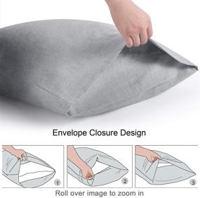 img 3 attached to 🛌 RIUIIN Cotton Queen Pillowcase - 2 Pack Set, 20x30 Inch, Lightweight & Super Soft Gray Pillow Cases with Envelope Closure - High-Quality Comfort