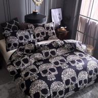 suncloris golden skull 3pc microfiber skeleton bedding set - queen size (includes 1 duvet cover, 2 pillowcases) logo