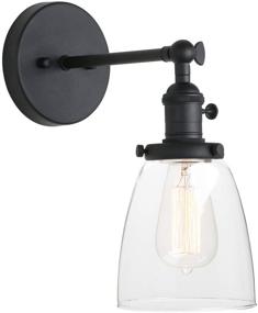 img 4 attached to Vintage Wall Sconce with On Off Switch: Clear Glass Shade Black Vanity Light for Bathroom Bedside Garage Porch Cafe Club – Pathson