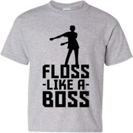 youth t-shirt: kids floss like 🕺 a boss - funny emote dance, flossin logo