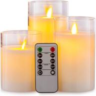 🕯️ aku tonpa flameless candles battery operated pillar real wax led glass candle sets with remote control 24-hour timer, pack of 3 (4" 5" 6") логотип