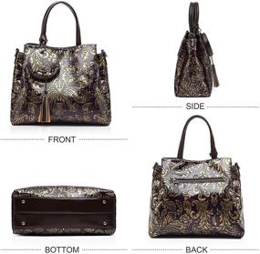 img 3 attached to MEITRUE Embossed Floral Satchel Handbags: 👜 Stylish Totes for Women's Work Bag Collection