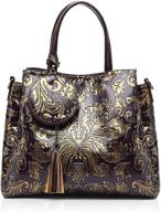 meitrue embossed floral satchel handbags: 👜 stylish totes for women's work bag collection logo