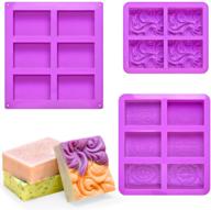 set of 3 silicone soap molds – soap bar resin molds for homemade crafts, flower & rectangle soap rose silicone molds logo