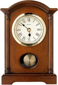 img 3 attached to 🕰️ Elegant Bulova Dalton Chiming Pendulum Table Clock - Walnut Finish with Gold-Tone Accents