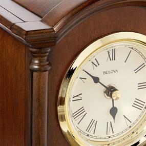 img 2 attached to 🕰️ Elegant Bulova Dalton Chiming Pendulum Table Clock - Walnut Finish with Gold-Tone Accents