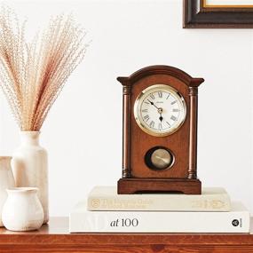 img 1 attached to 🕰️ Elegant Bulova Dalton Chiming Pendulum Table Clock - Walnut Finish with Gold-Tone Accents