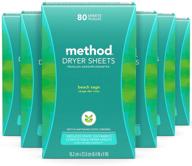 🌿 method dryer sheets, compostable and plant-based fabric softener, static reducer with beach sage scent - 80 sheets per box, 6 pack (480 total sheets), packaging may vary logo