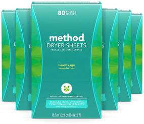 img 4 attached to 🌿 Method Dryer Sheets, Compostable and Plant-Based Fabric Softener, Static Reducer with Beach Sage Scent - 80 Sheets per Box, 6 Pack (480 Total Sheets), Packaging May Vary