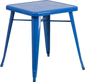 img 1 attached to 🔷 High-Quality Flash Furniture Commercial Grade 23.75" Square Blue Metal Indoor-Outdoor Table