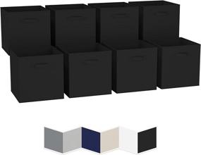 img 4 attached to 📦 13x13 Large Storage Cubes (Set of 8) - Black Fabric Bins with Dual Handles for Home and Office Organization - Foldable Cube Baskets for Shelf and Closet Storage - Convenient Closet Organizers and Storage Box