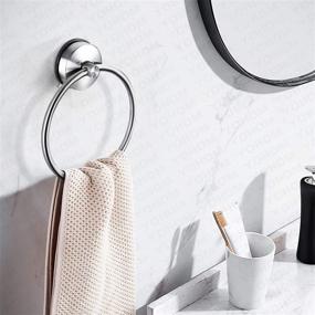 img 3 attached to 🧺 Effortless Bathroom & Kitchen Organization: Yohom Stainless Steel Vacuum Suction Cup Towel Ring Holder