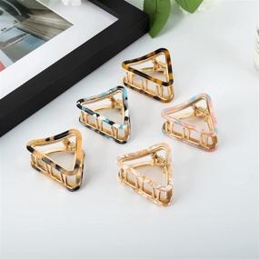 img 4 attached to 🌟 Stylish 5-Pack Small Metal Hair Claw Clips – Tortoise Shell, Leopard Print Cellulose Hair Jaw Clamp for Women & Girls