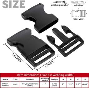 img 3 attached to YGDZ 30 Pack 1 Inch Black Plastic Buckles: Quick Release Parachute Buckles for Backpack Straps and Webbing Belts