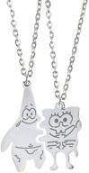 👯 spongebob best friend bff necklace set for couples and friends - funny, cute, hiphop pendant necklaces (2 pcs) logo