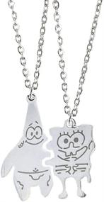 img 2 attached to 👯 Spongebob Best Friend BFF Necklace Set for Couples and Friends - Funny, Cute, Hiphop Pendant Necklaces (2 Pcs)