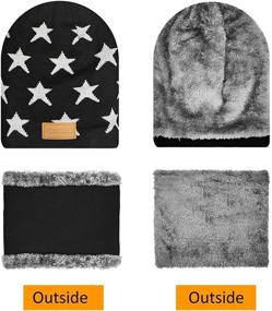 img 1 attached to 🎩 Warm Knit Beanie Hat Scarf Set for Men and Women - 2-Piece Winter Thick Knit Skull Cap