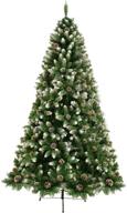 🎄 timechee 6ft snow flocked artificial christmas tree with pine cones, metal stand, and 1000 branch tips – ideal for festive indoor and outdoor decoration during the holiday xmas season logo