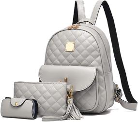 img 4 attached to 🎒 Stylish Quilted Leather Backpack for Women - Fashion Handbags & Wallets