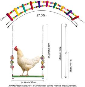 img 3 attached to 🐦 Деревянные качели для птиц, кур и попугаев + овощной шампур и держатель для фруктов + игрушка-ксилофон + подвесной кормушка - Идеальные аксессуары для птичьей клетки, куриного загона, курицы и петуха.