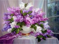 🌸 rubos diy 5d diamond painting flower kit: purple lilac flowers floral, full round drill gem art with rhinestone picture by number for home decor логотип