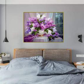 img 1 attached to 🌸 RuBos DIY 5D Diamond Painting Flower Kit: Purple Lilac Flowers Floral, Full Round Drill Gem Art with Rhinestone Picture by Number for Home Decor