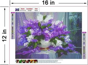 img 3 attached to 🌸 RuBos DIY 5D Diamond Painting Flower Kit: Purple Lilac Flowers Floral, Full Round Drill Gem Art with Rhinestone Picture by Number for Home Decor