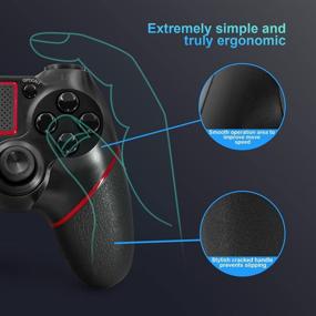 img 1 attached to 🎮 Black Red PS4 Wireless Controller - DualShock 4 C200 Gamepad with Touch Panel, Dual Vibration, and Remote Control Joystick for Playstation 4 Gaming Console