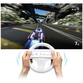 img 3 attached to Enhance Your Mario Kart Experience with AZFUNN White Black Racing Wheel and Remote Controller Accessories