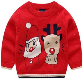 img 1 attached to 🎅 Sweetkids Santa Reindeer Christmas Sweater: Red Nose Ugly Xmas Sweater for Little Boys and Girls