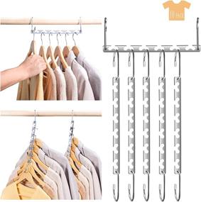 img 4 attached to 👕 Pretigo Space Saving Hangers: Magic Cascading Metal Clothes Organizer (10 Pack) - Sturdy Steel Space Saver for Heavy Garments