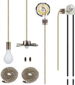 img 4 attached to 🔘 Bronze Ceiling Fan Light Pull Chain Switch - ON-OFF & 3 Speed Control - With 20inch Pull Chain Extension and Classic Beaded Ball Light Bulb - 2 Wire and 4 Wire Options - High-Quality Onite Product