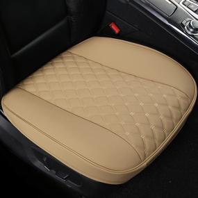 img 4 attached to 🚘 Premium Black Panther PU Car Seat Cover: Front Seat Protector for 90% Vehicles, Anti-Slip & Full Wrapping Bottom - Beige (1 Piece)