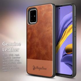 img 3 attached to 📱 E-Began Samsung Galaxy A51 4G Case - Premium Cowhide Leather Hybrid Defender with Tempered Glass Screen Protector, Brown - Maximum Coverage, Rugged, Shockproof and Durable