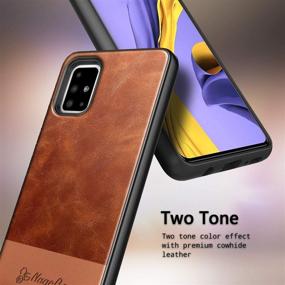 img 1 attached to 📱 E-Began Samsung Galaxy A51 4G Case - Premium Cowhide Leather Hybrid Defender with Tempered Glass Screen Protector, Brown - Maximum Coverage, Rugged, Shockproof and Durable